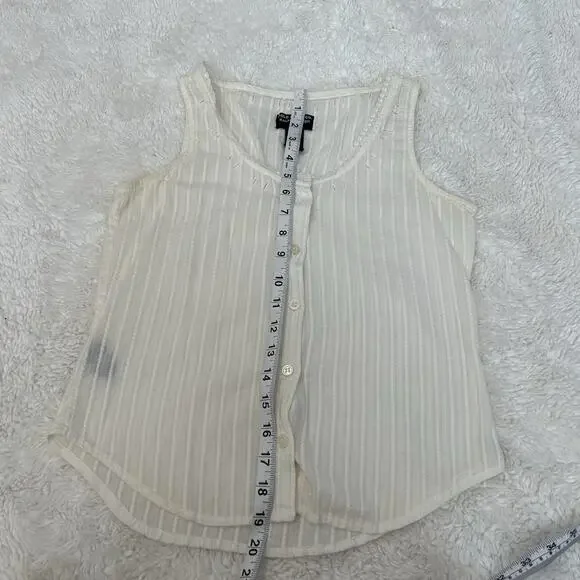 VTG Polo Ralph Lauren Cream Cotton Sleeveless Button Down Top S Cottage Soft - Picture 4 of 7